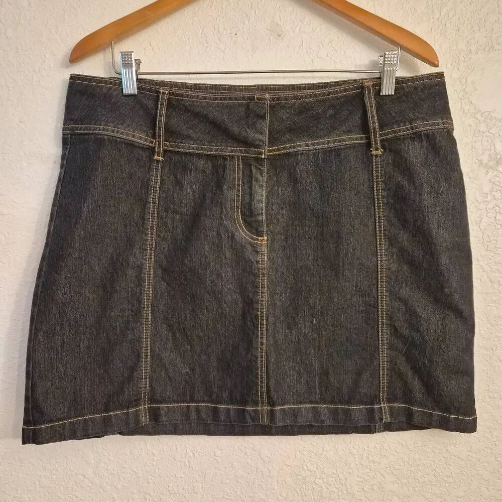 Bisou Bisou Stretch Jean Mini Skirt Denim Sexy Feminine Flirty Flattering Summer